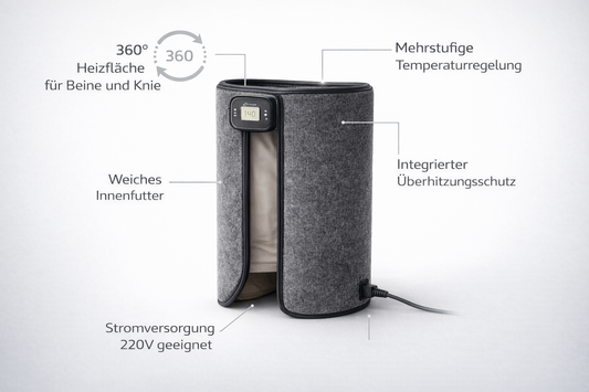 360 Grad Bein und Kniewärmer – Rundum Heizmantel für Büro und Zuhause